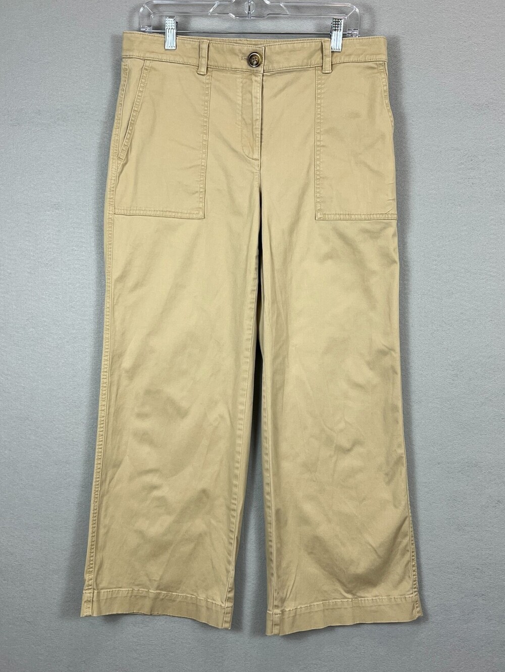 Ann Taylor Weekend Women 8P Khaki Wide Leg Utility Pants Stretch